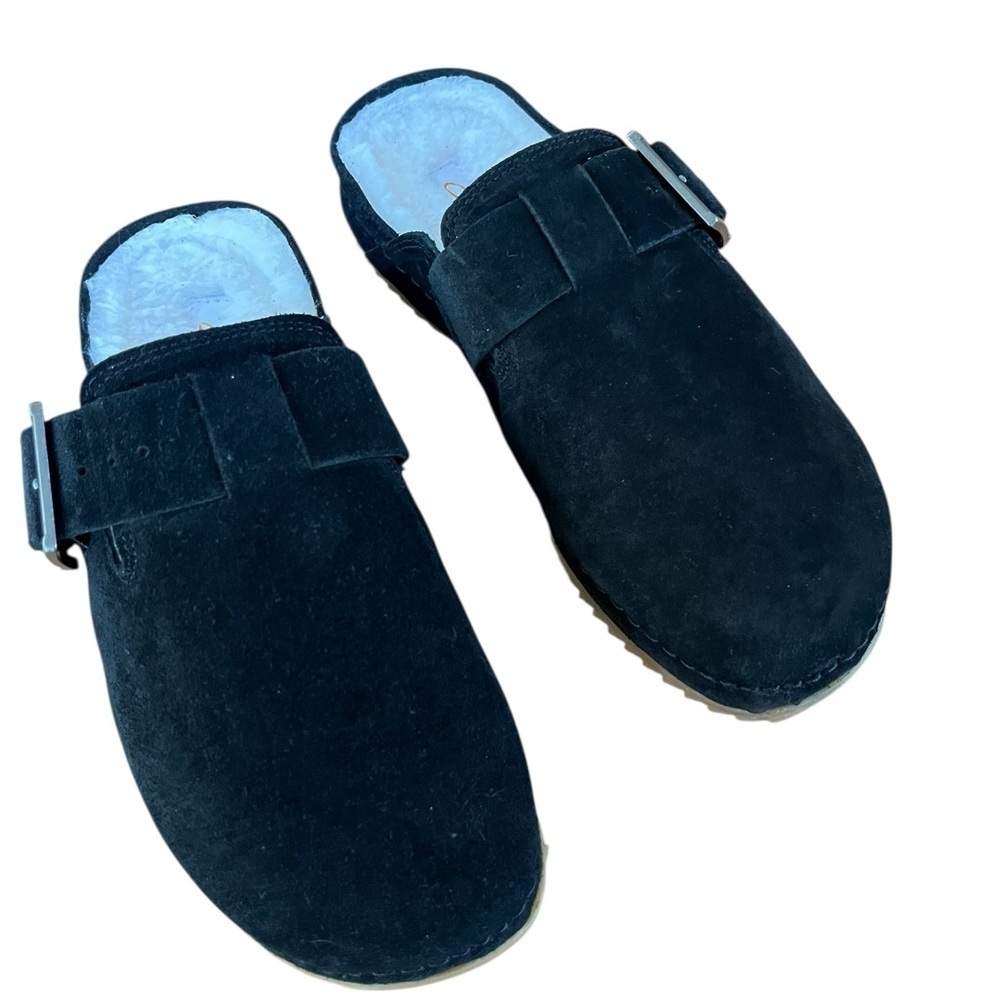 Clarks Women's Brookleigh Mule Slip On Black Suede Warmlined SZ 7 - Picture 4 of 13